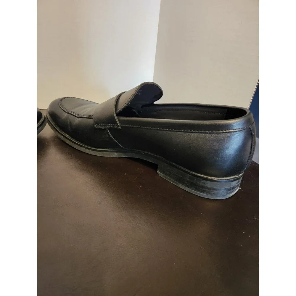 Sz9.5 - Nordstrom Mens Ortholite Black Leather Penny Loafer Dress Shoes